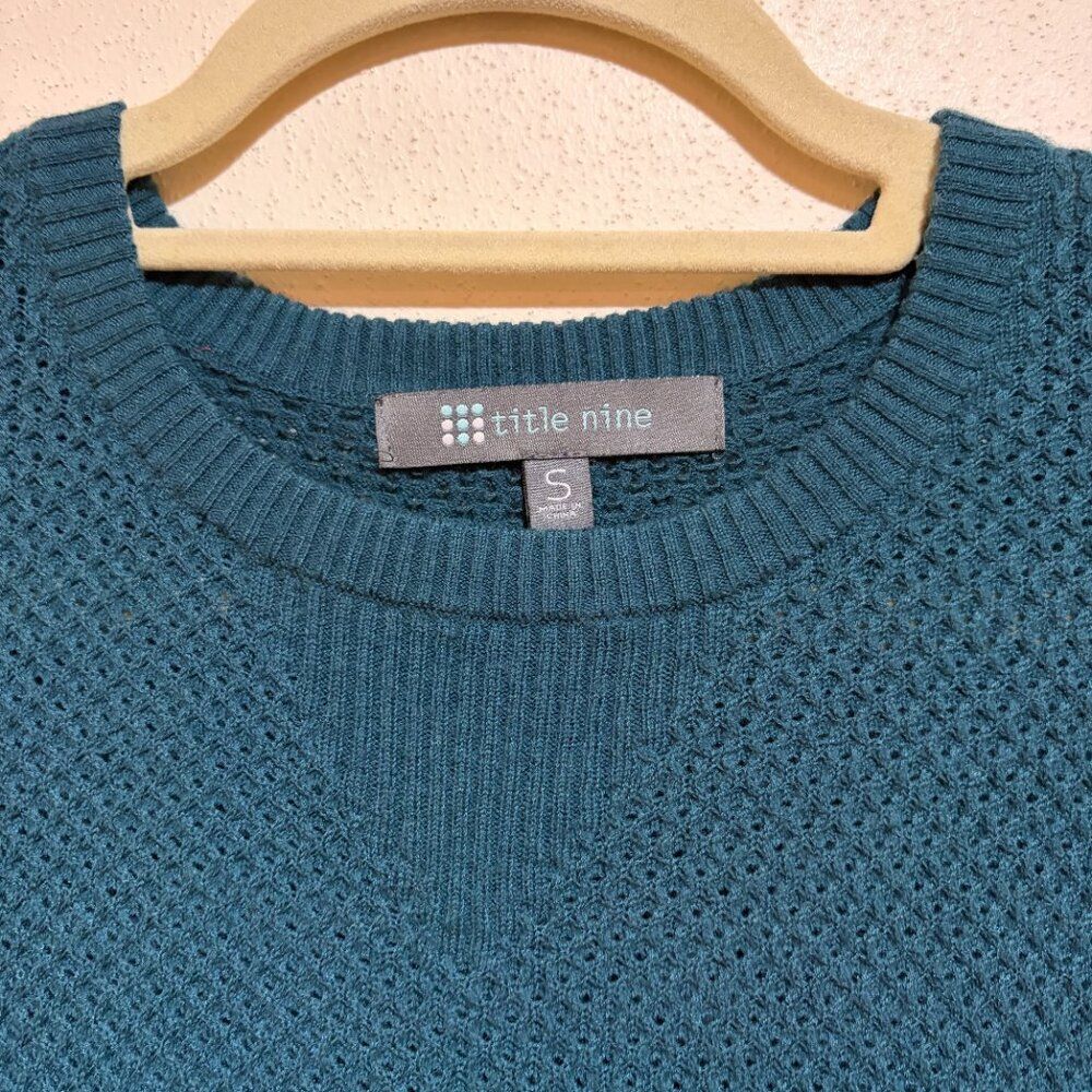 Title Nine Size S Small Woolicious Waffle Sweater Dress Dark Teal Blue - Picture 7 of 13